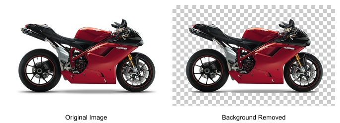 The original image and the result with the background removed.