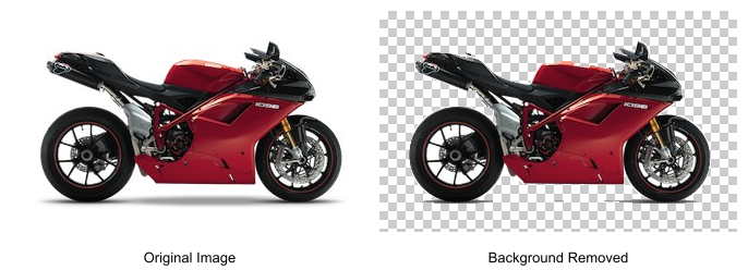 The original image and the result with the background removed.