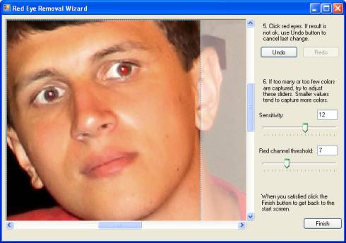 Red-eye removal wizard: step 3. Manual red-eye removal.